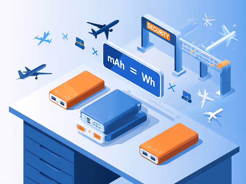 airline power bank capacity conversion chart showing mAh to Wh calculations